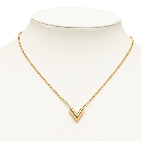 AUTHENTIC LOUIS VUITTON GOLD TONE V NECKLACE - Picture 1 of 8